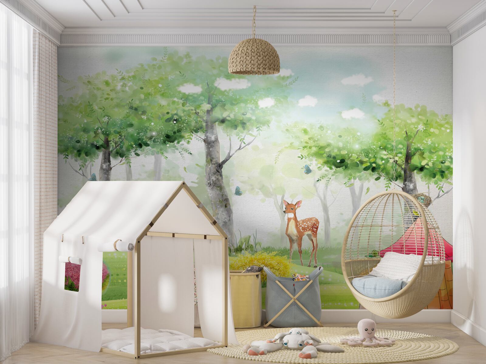 Fototapet animal nordic într-un luminiș luminos