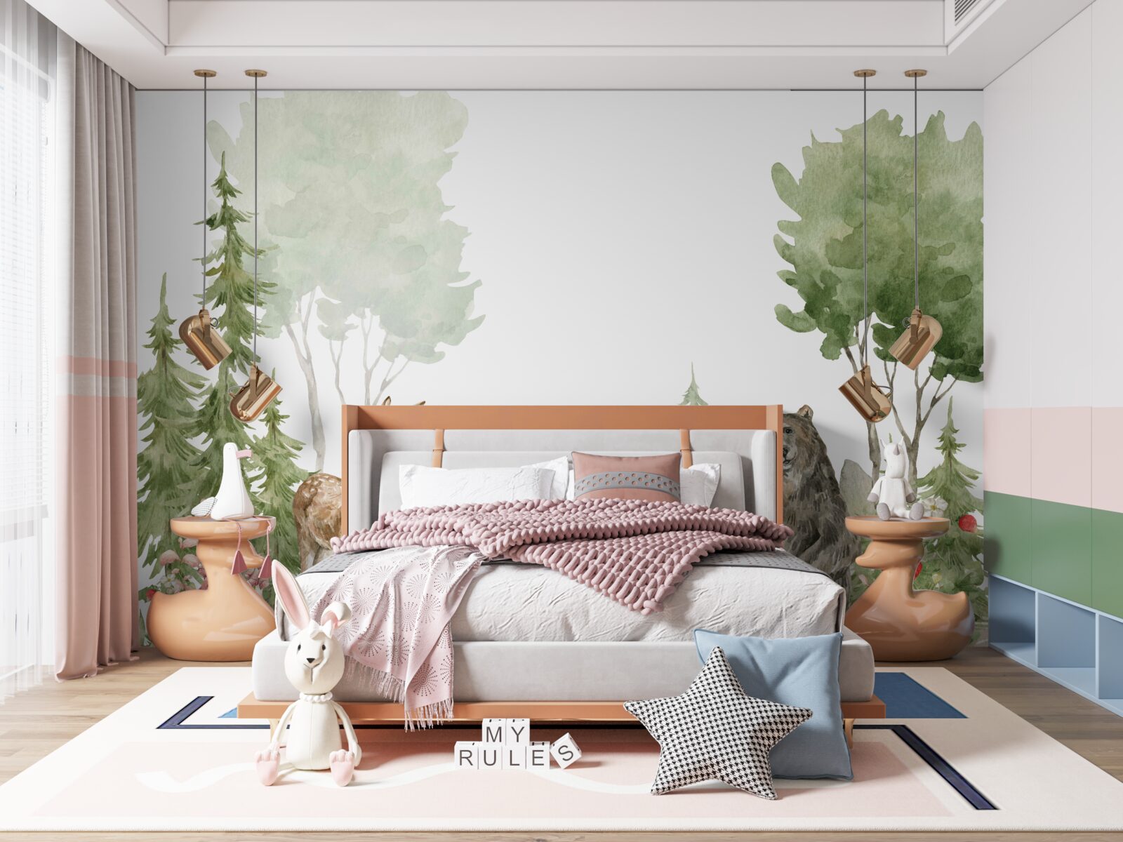 Fototapet urs, ren și vulpe în sălbăticie