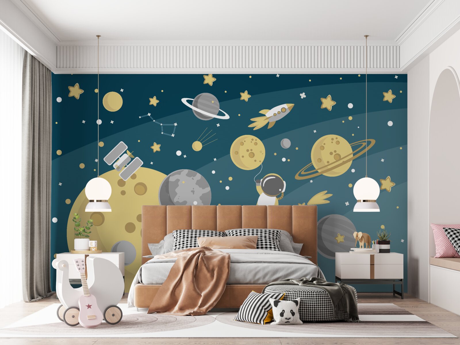 Fototapet personalitate printre diversitatea de planete din spațiu