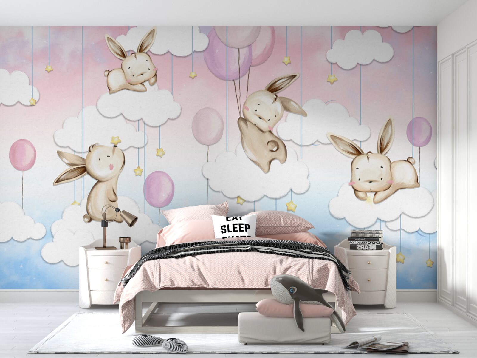 Fototapet iepuri în nori