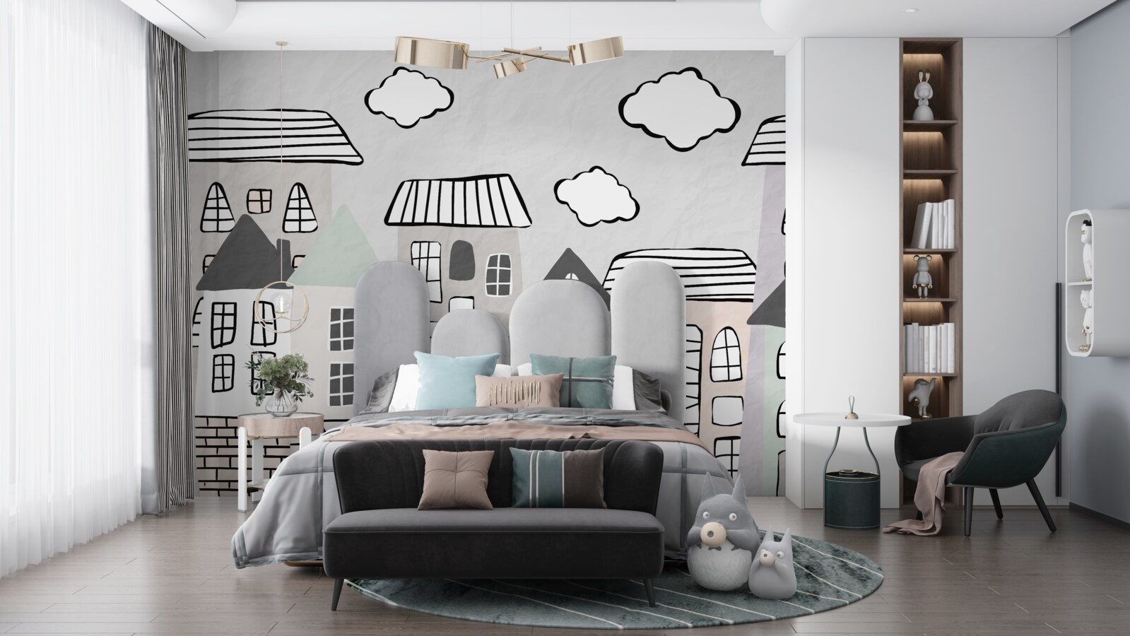 Fototapet case desenate fără prea mult efort