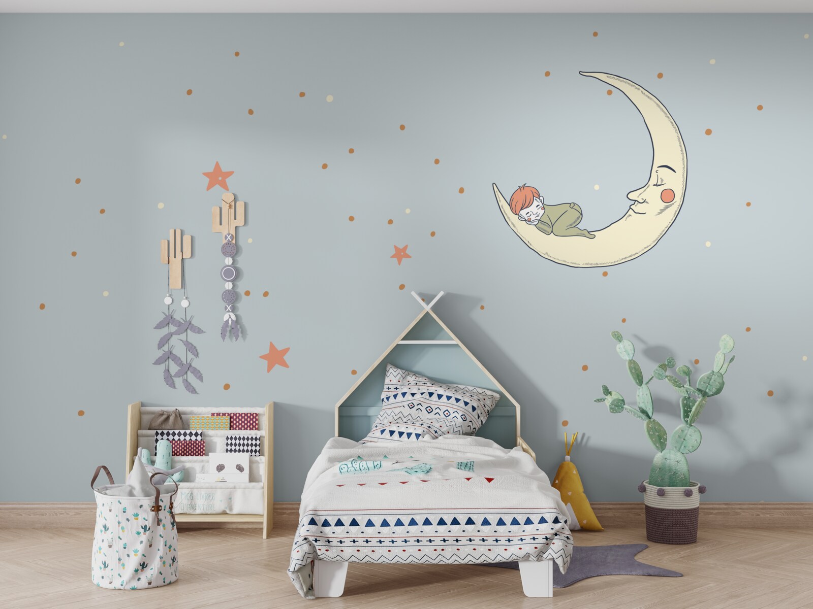 Fototapet copilul adoarme în lumina lunii