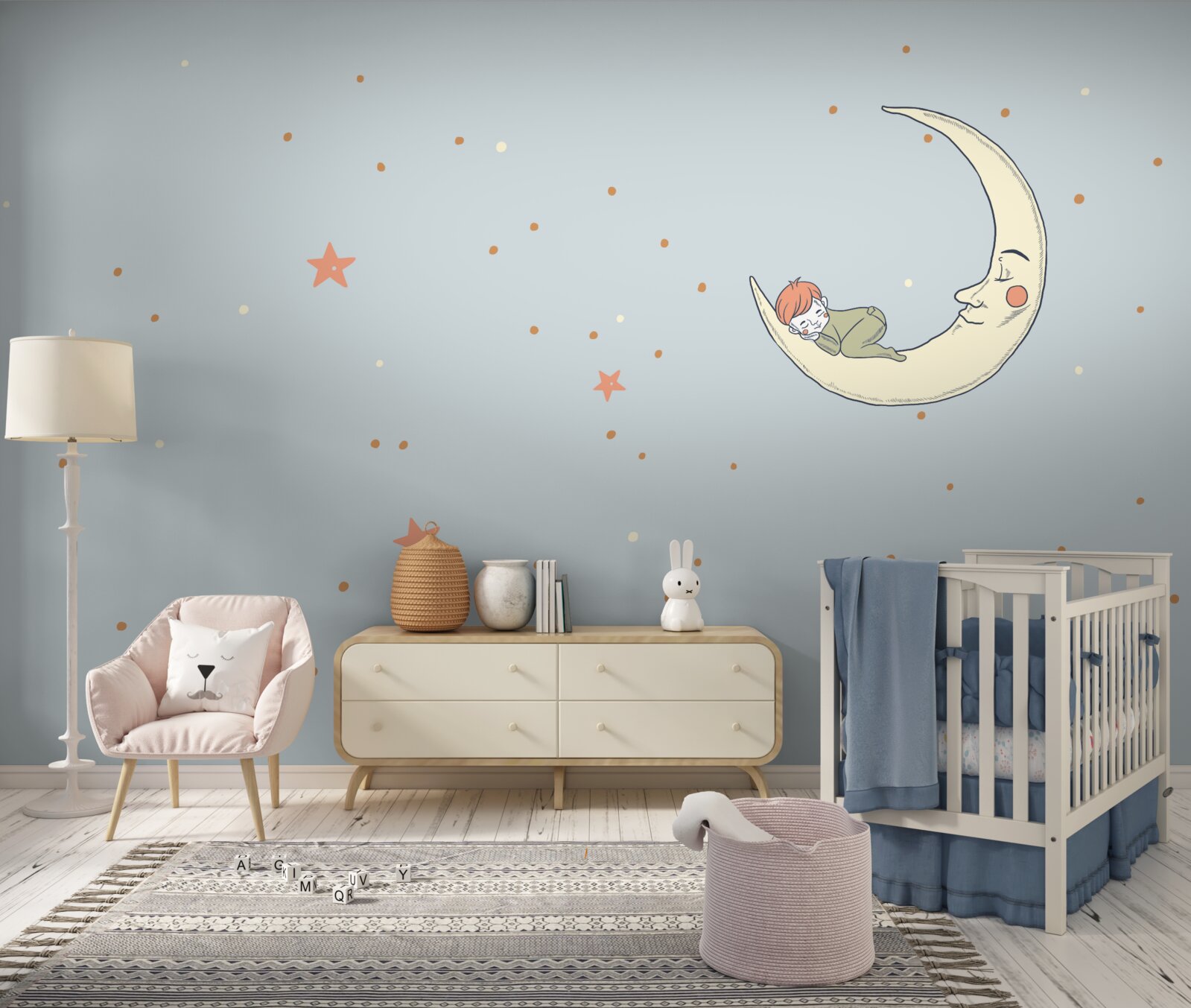 Fototapet copilul adoarme în lumina lunii