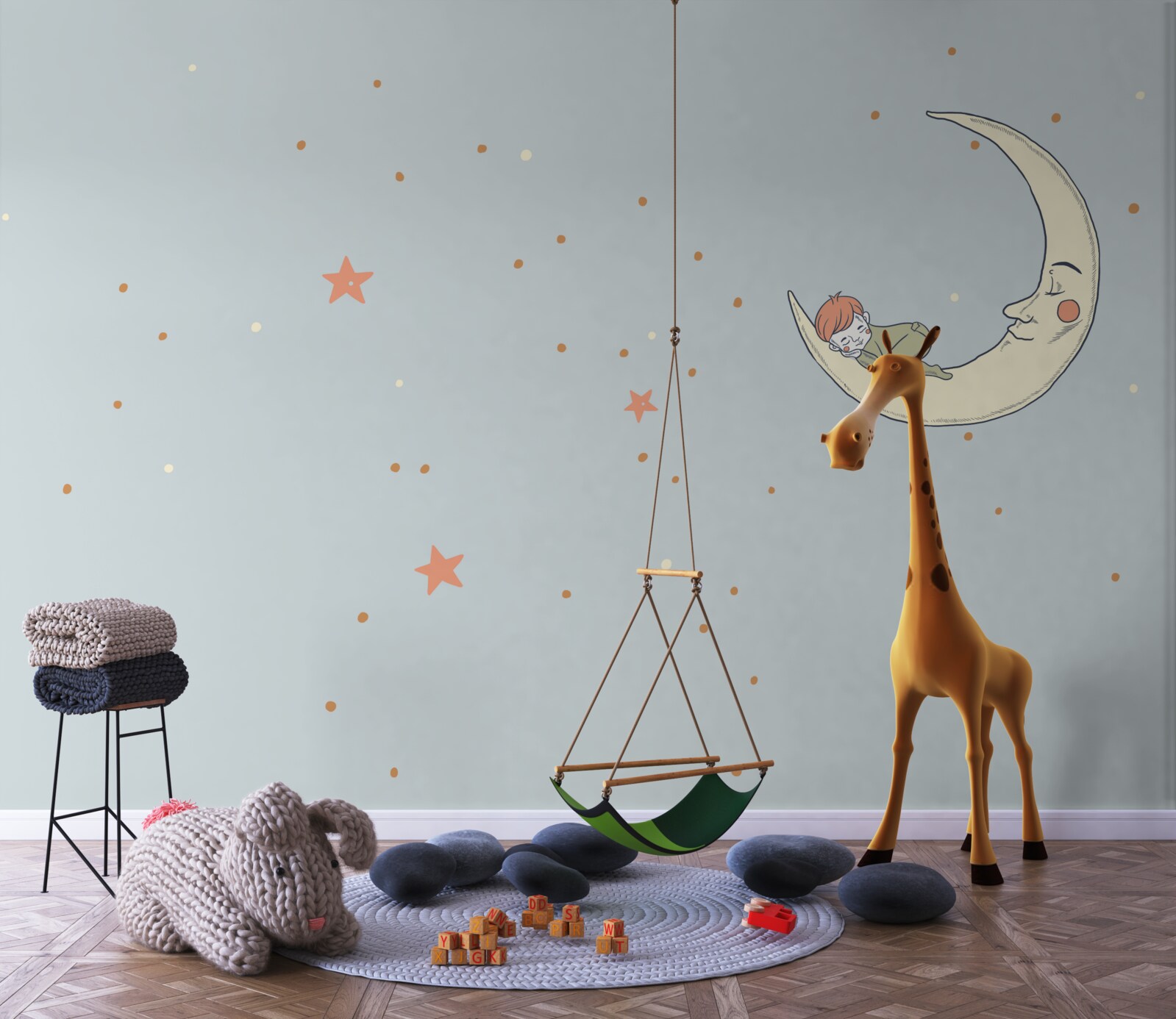 Fototapet copilul adoarme în lumina lunii