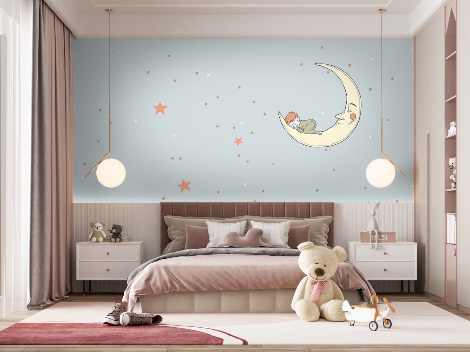 Fototapet copilul adoarme în lumina lunii