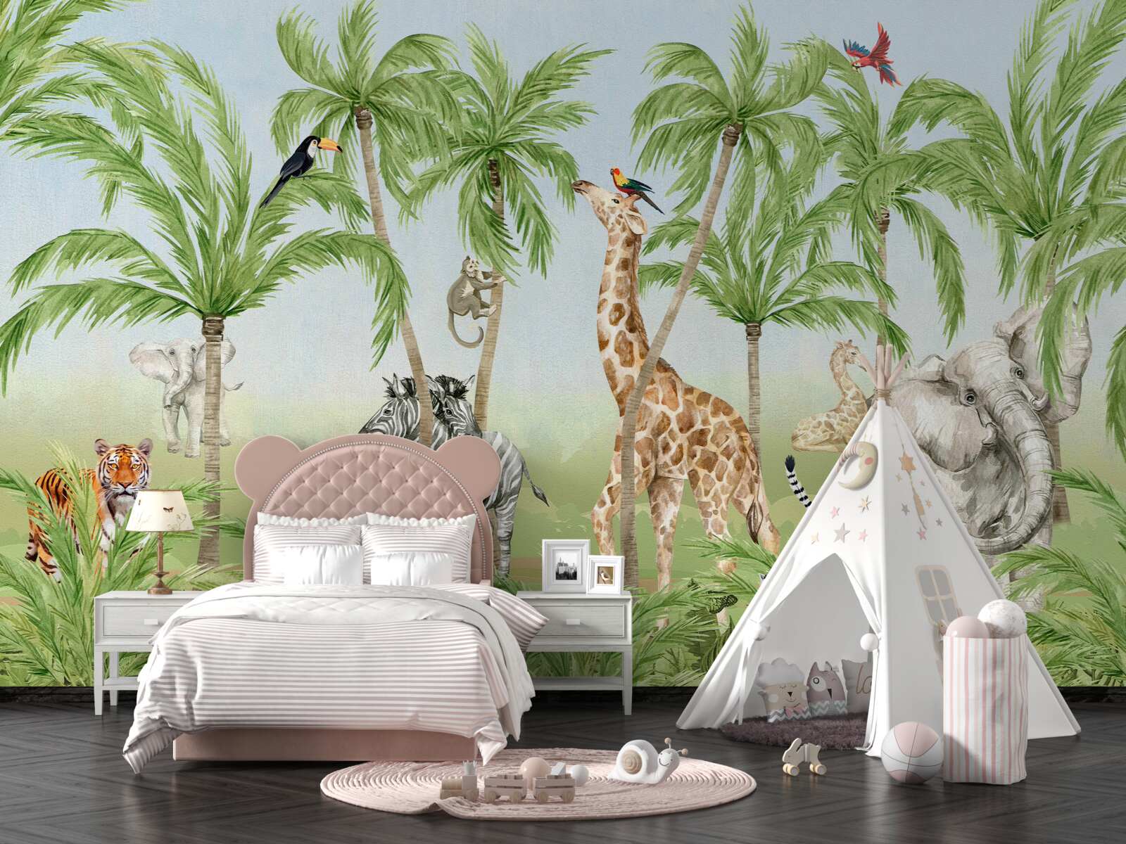 Fototapet plimbarea creaturilor printr-o junglă tropicală