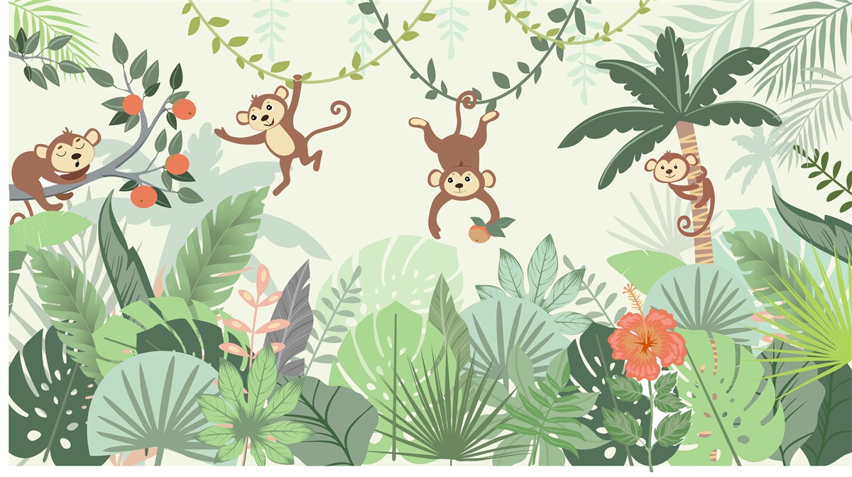 Fototapet năzbâtiile sălbatice ale maimuțelor