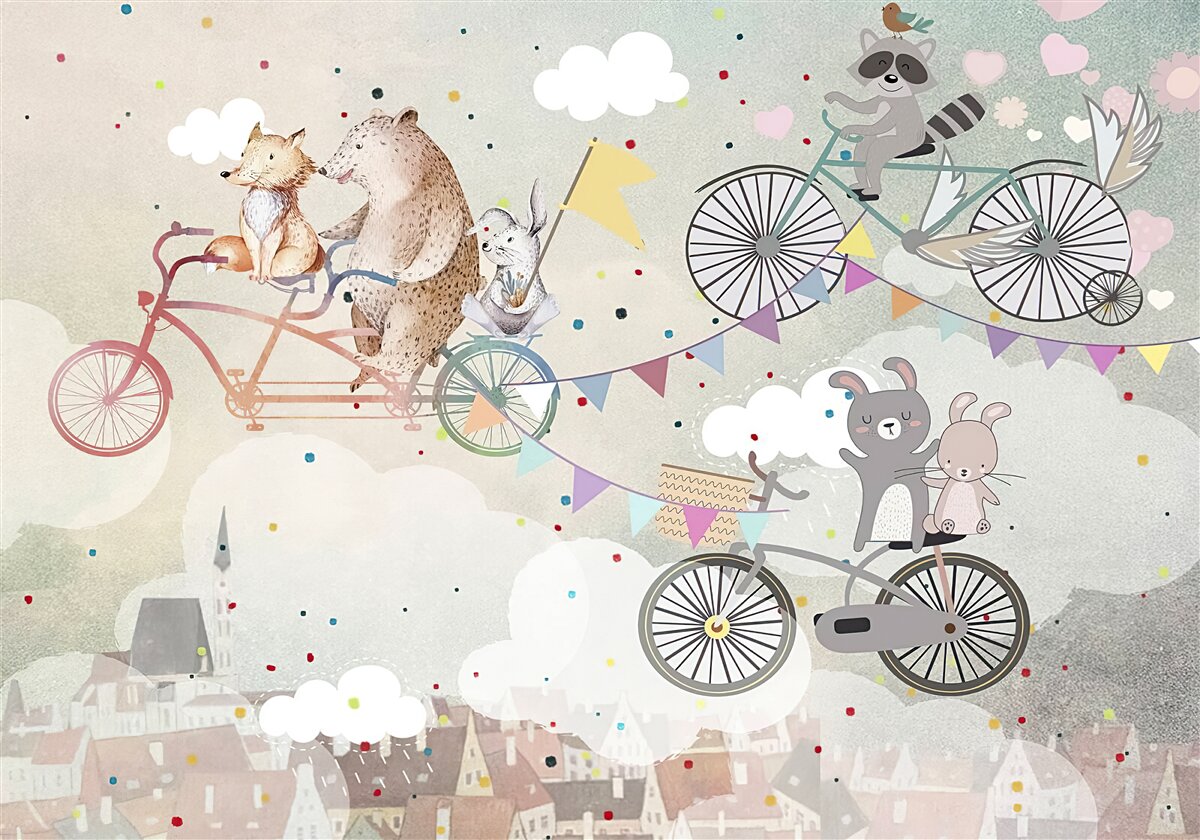 Fototapet creaturi pe vehicule cu două roți