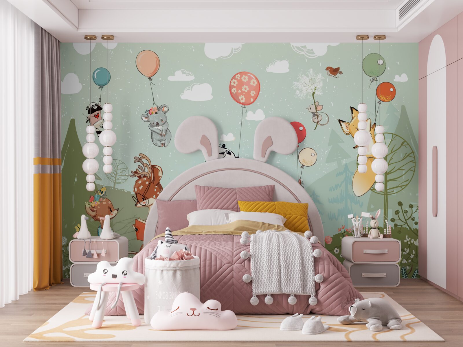 Fototapet creaturi ale naturii călătoresc în baloane