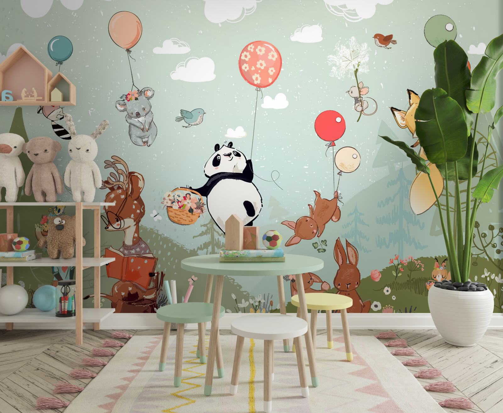 Fototapet creaturi ale naturii călătoresc în baloane