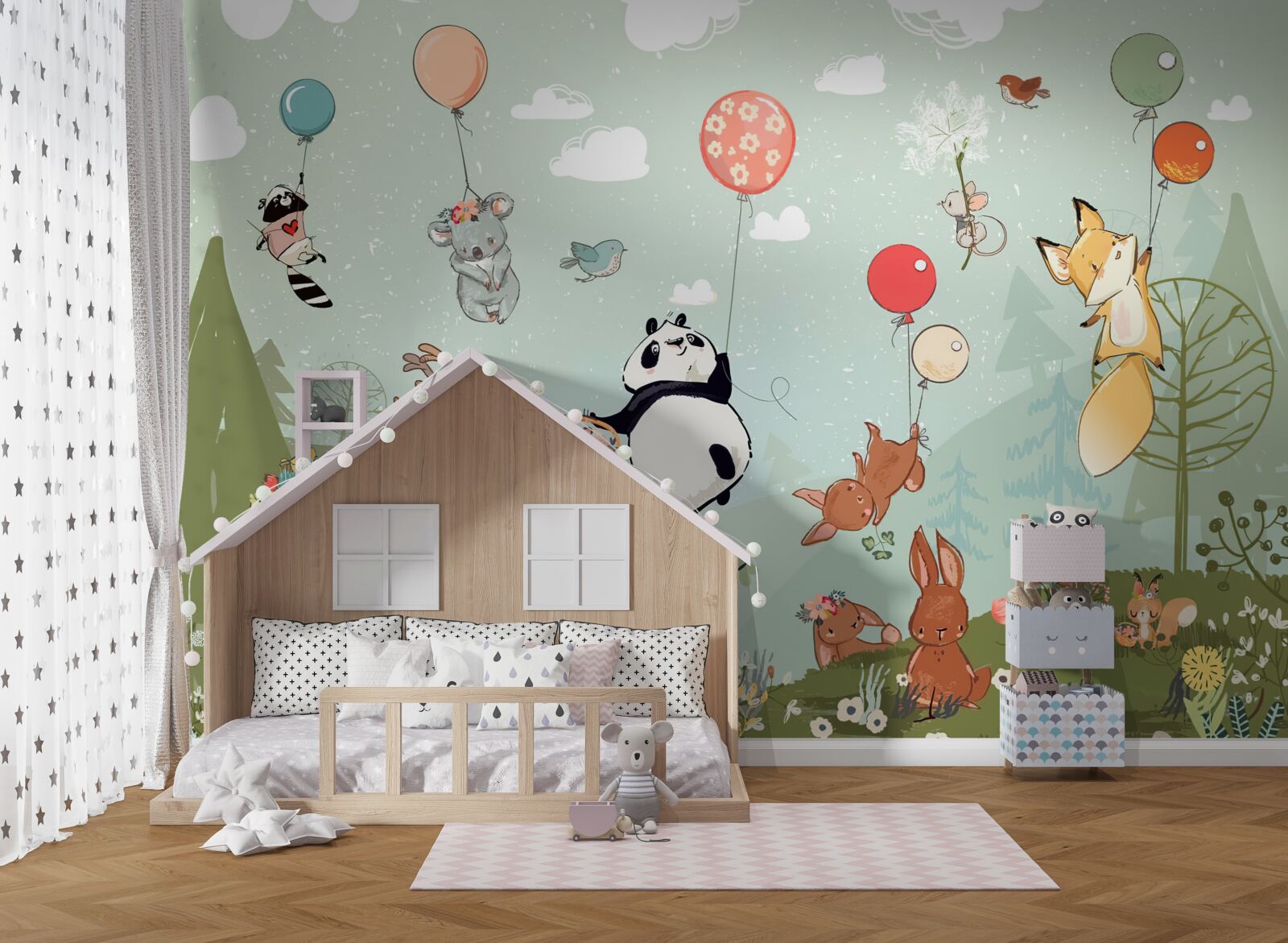 Fototapet creaturi ale naturii călătoresc în baloane