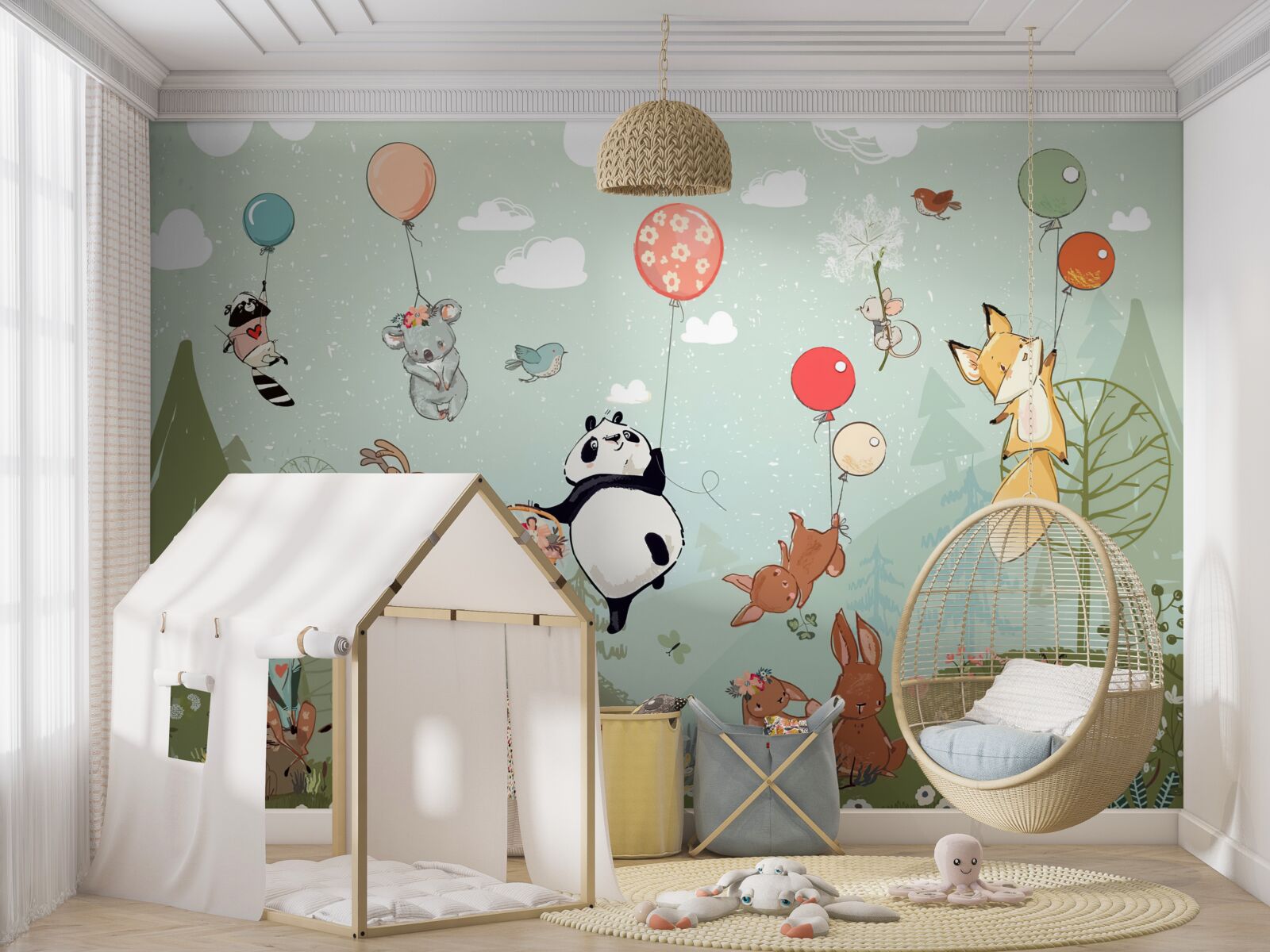 Fototapet creaturi ale naturii călătoresc în baloane