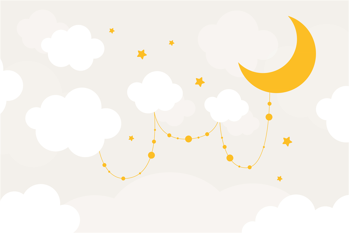 Fototapet luna are o nuanță aurie și stele mici