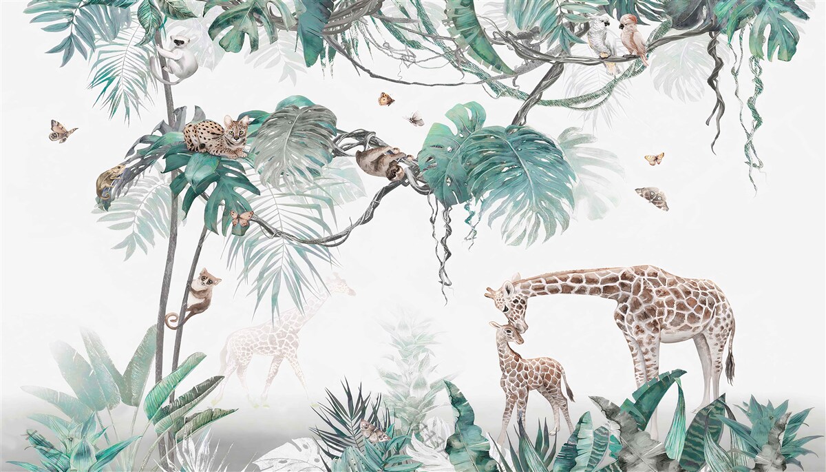 Fototapet animalele își petrec timpul liber în pădure