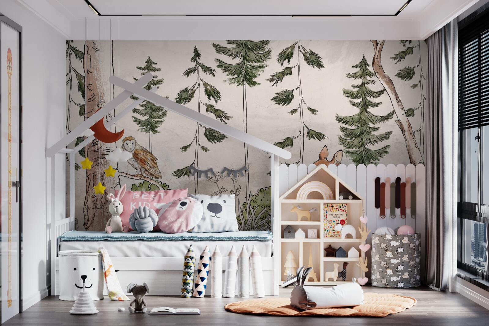 Fototapet animale care trec prin pădure