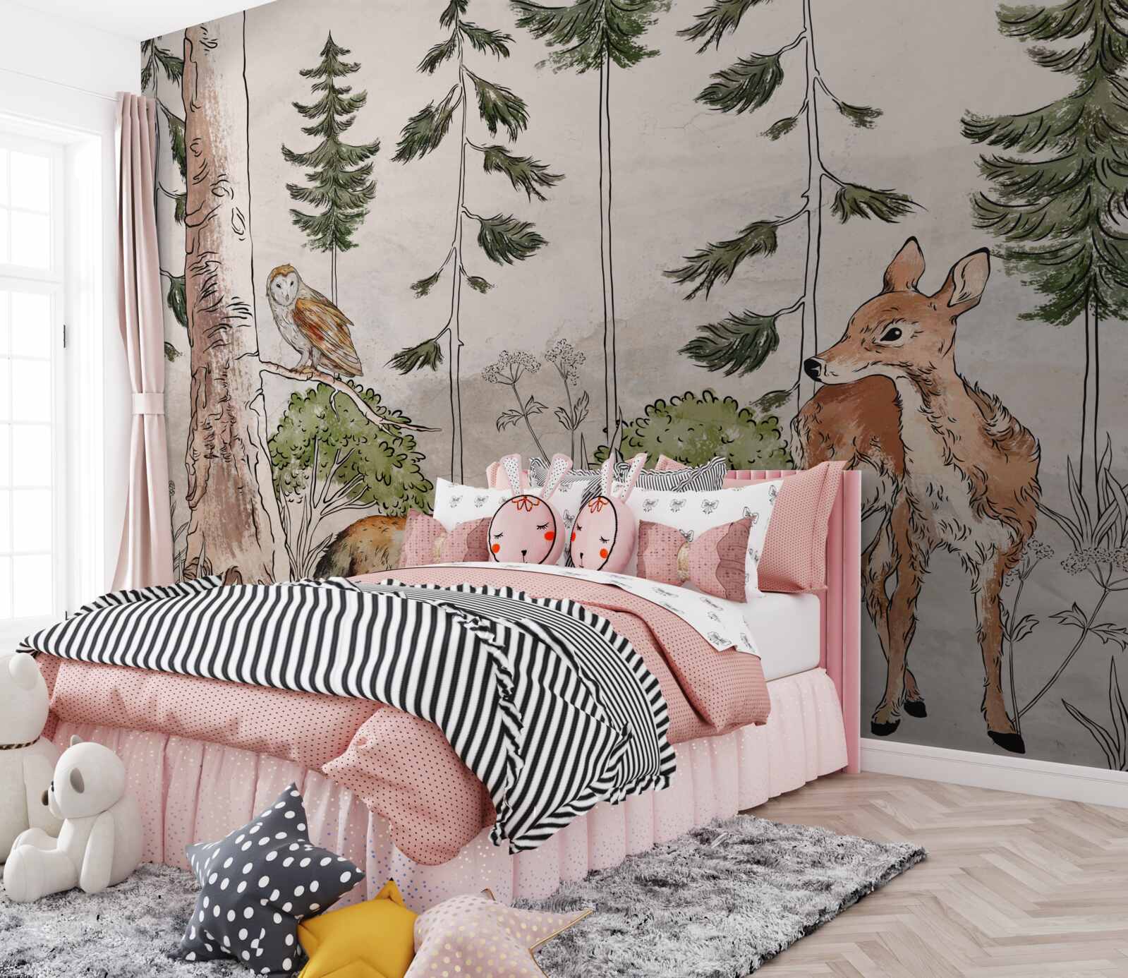 Fototapet animale care trec prin pădure