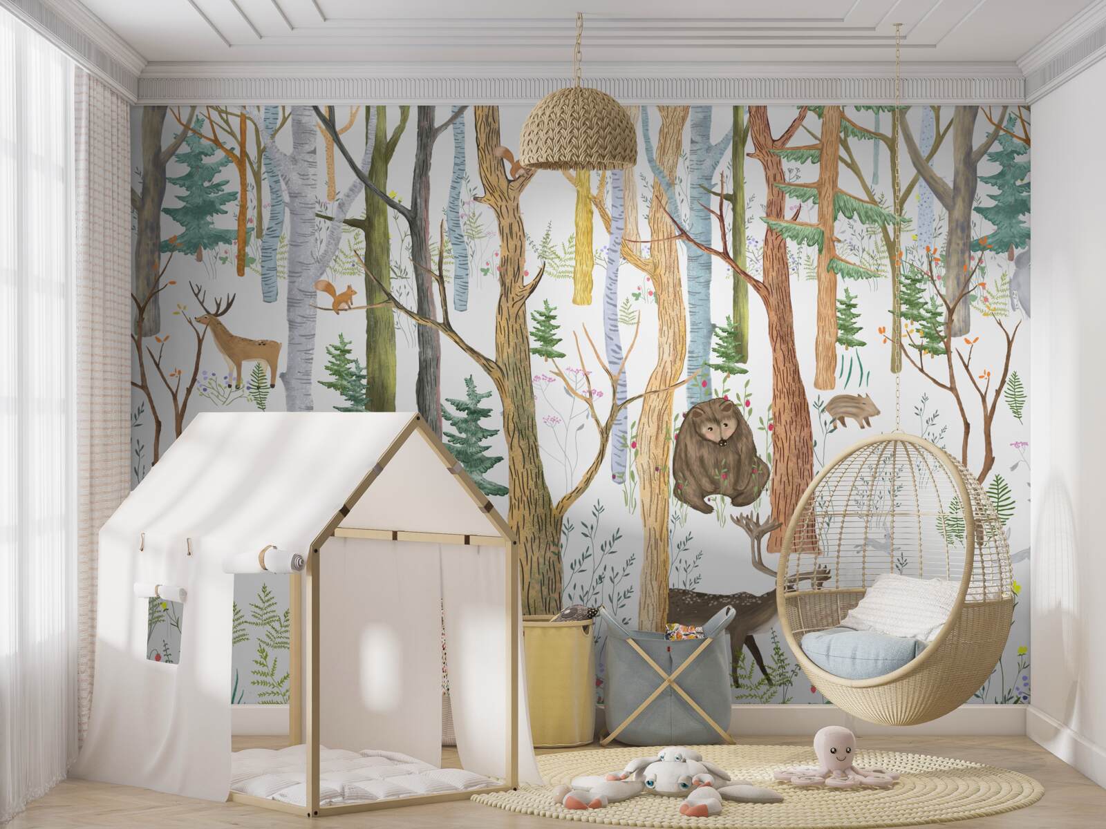 Fototapet animalele se plimbă prin pădure