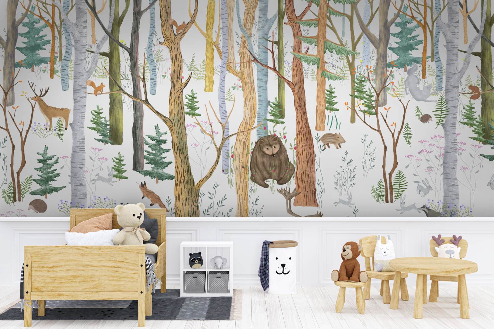 Fototapet animalele se plimbă prin pădure