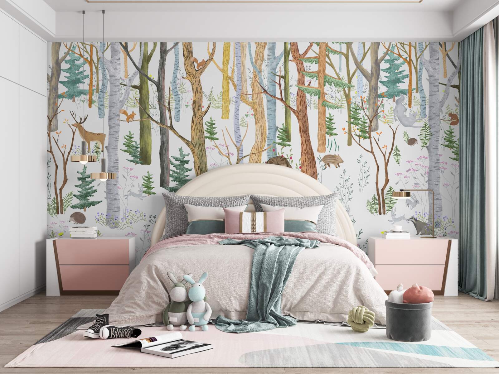 Fototapet animalele se plimbă prin pădure