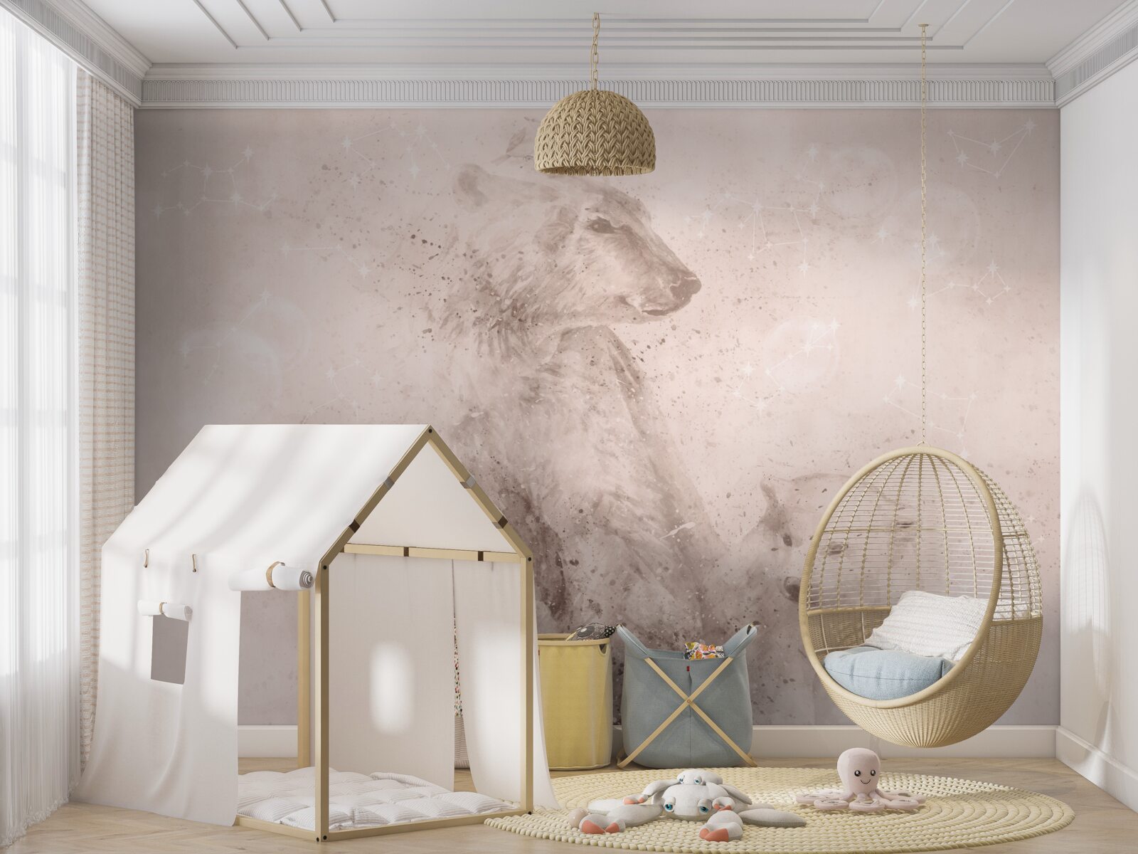 Fototapet mamă ursoaică cu puii ei