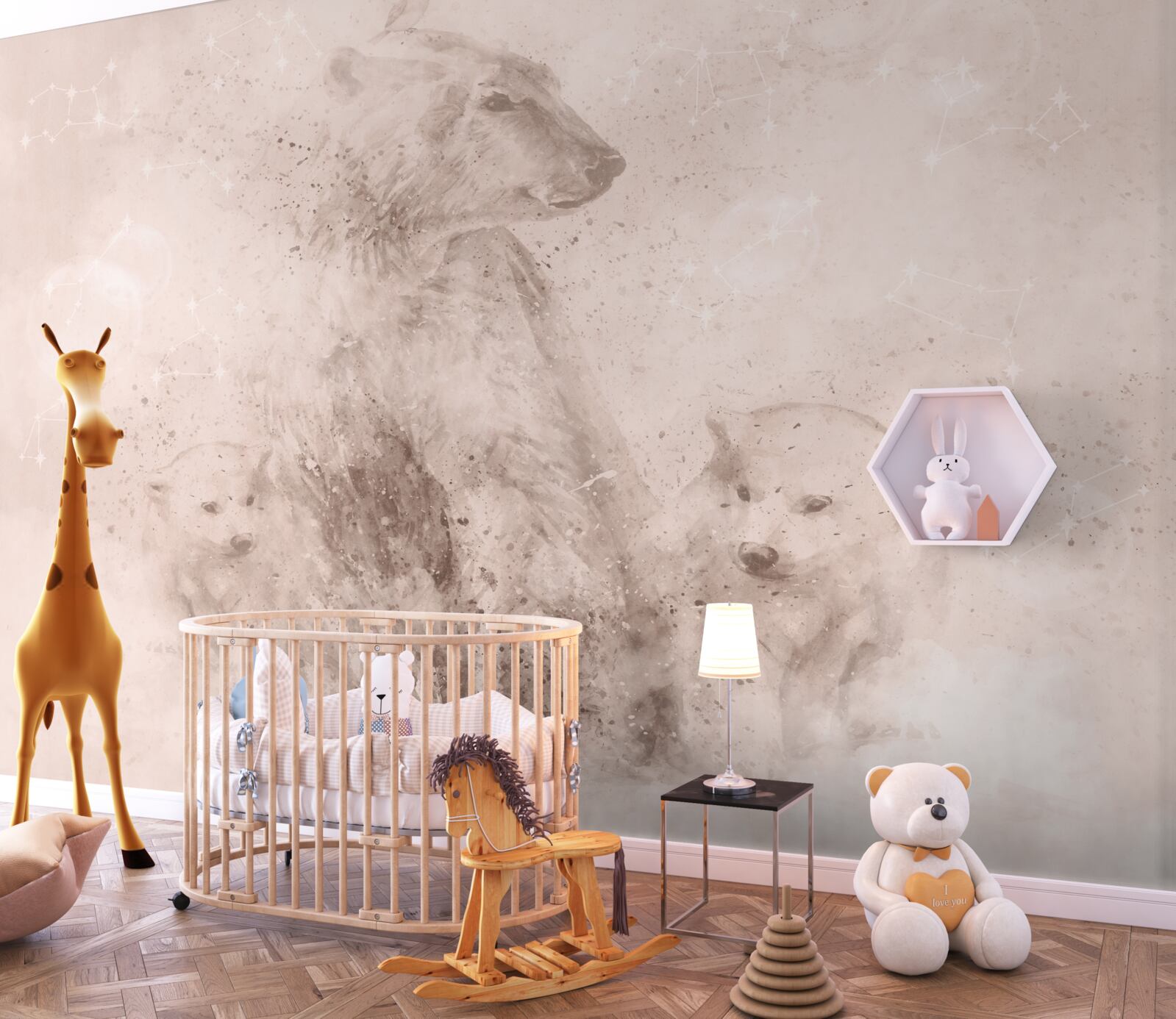 Fototapet mamă ursoaică cu puii ei