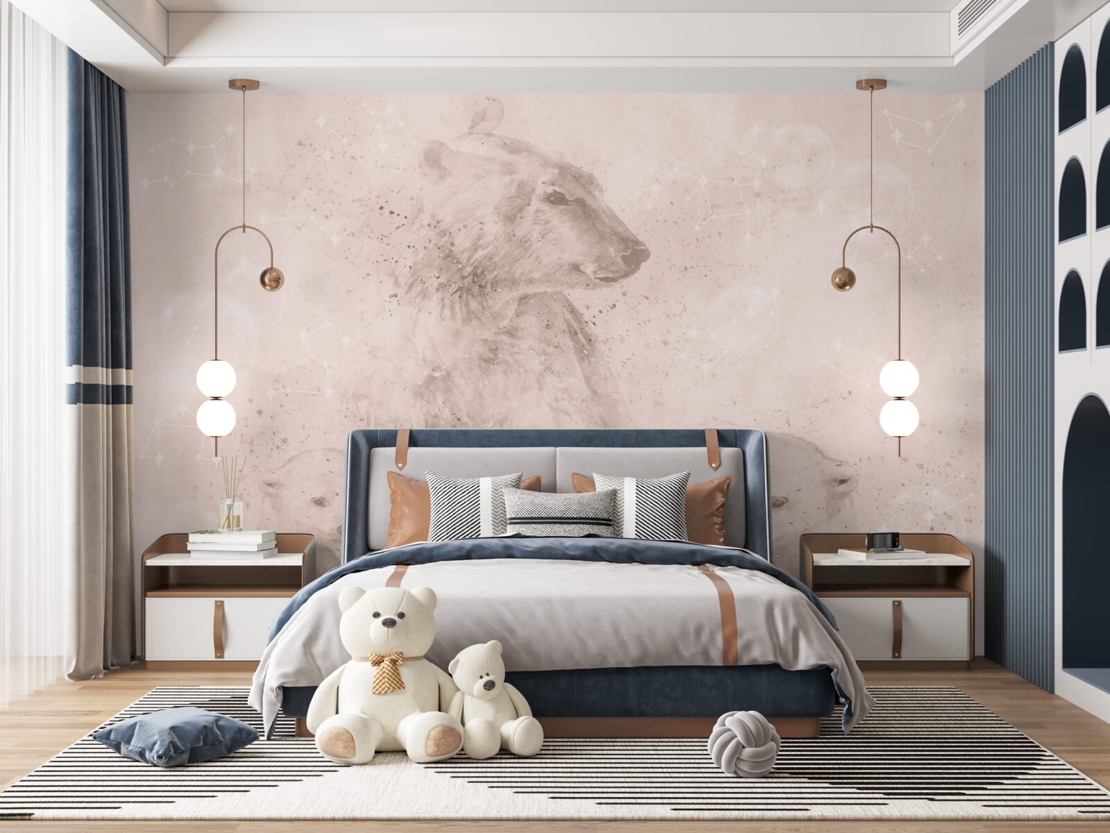 Fototapet mamă ursoaică cu puii ei