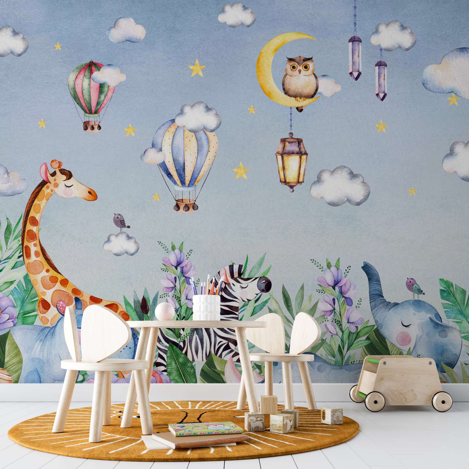 Fototapet animale drăguțe și baloane amuzante