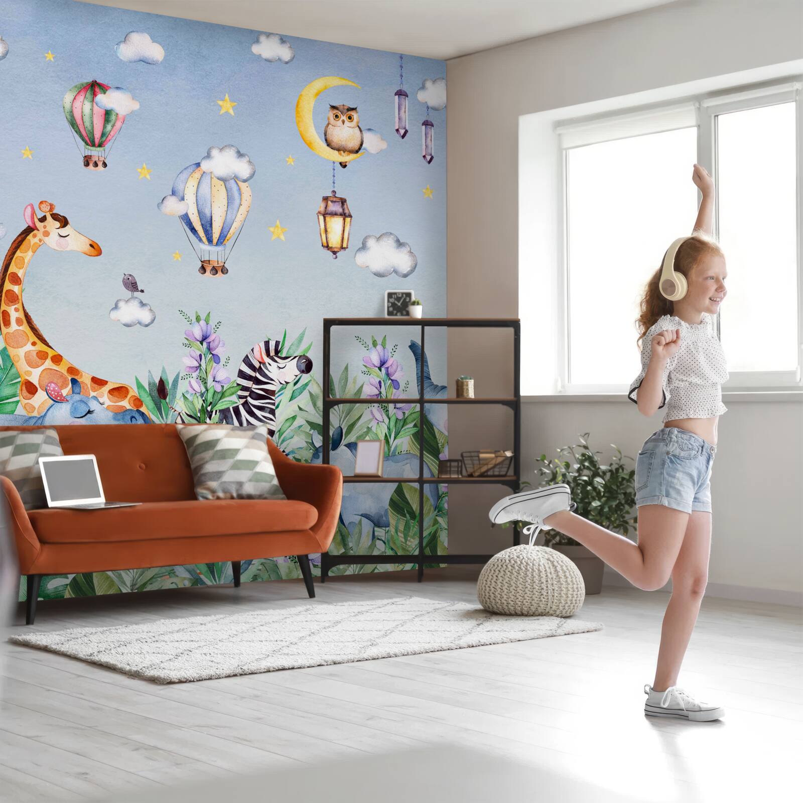 Fototapet animale drăguțe și baloane amuzante