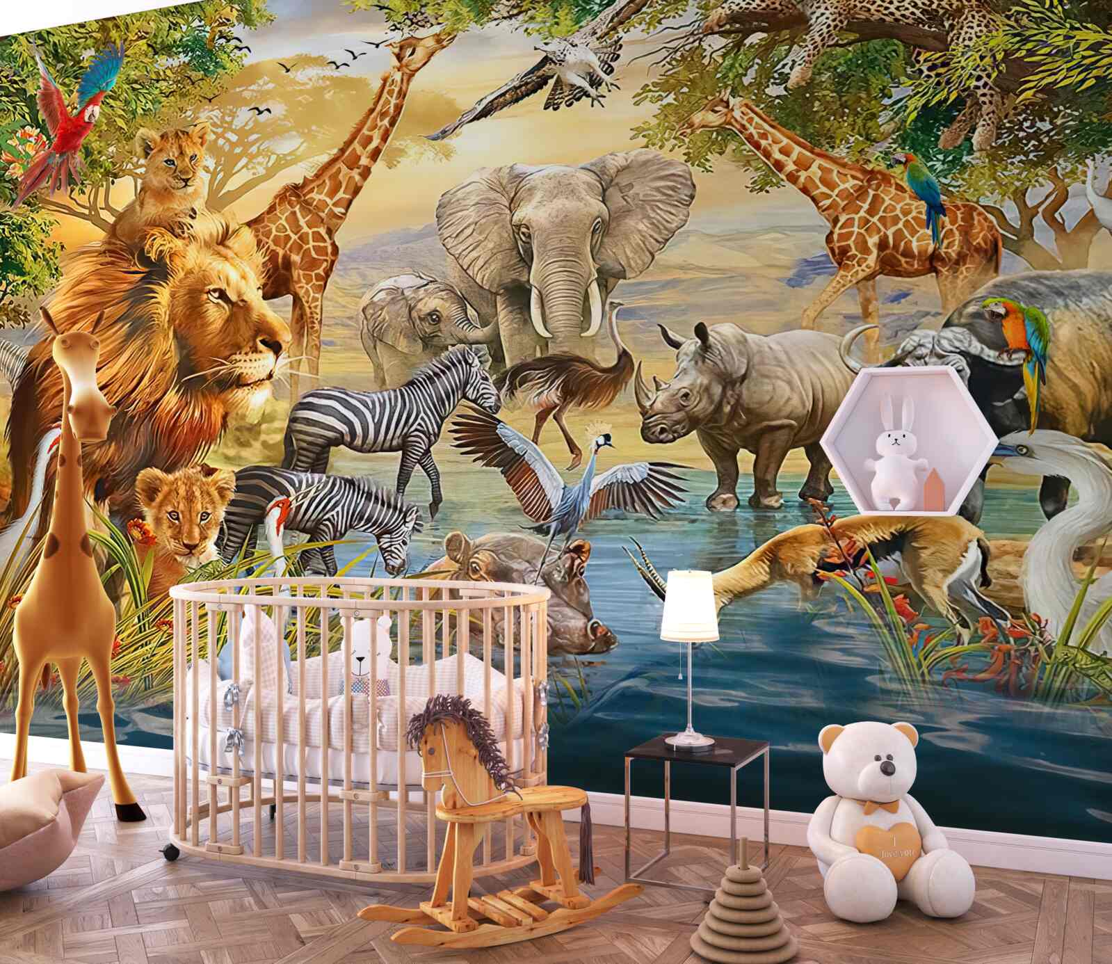 Fototapet animale africane lângă iaz