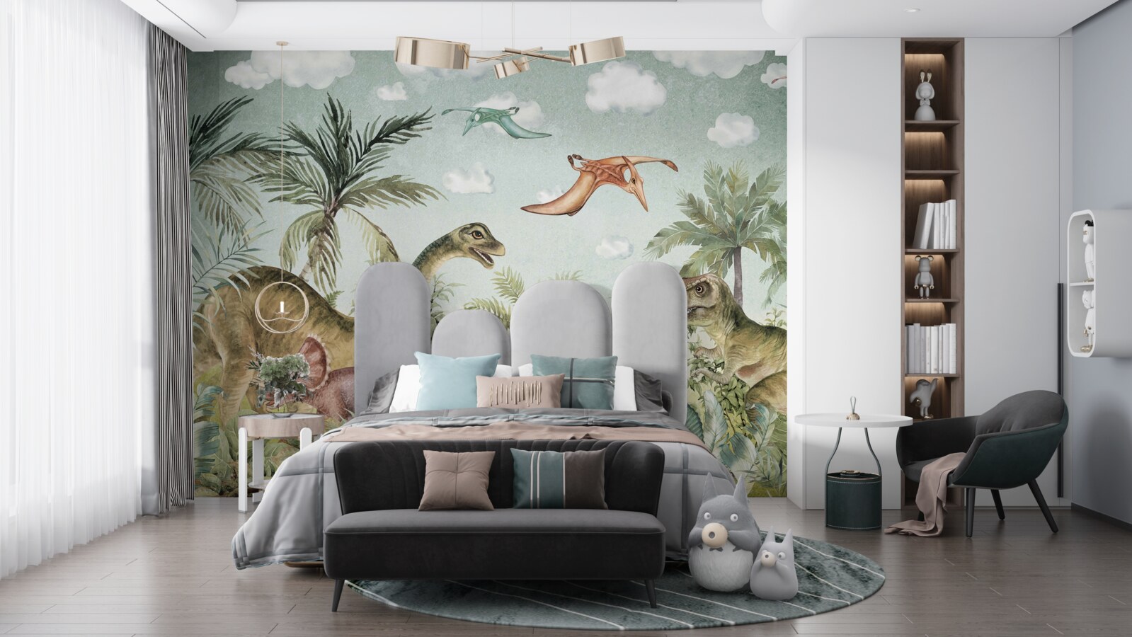 Fototapet dinozaurii sunt înconjurați de verde