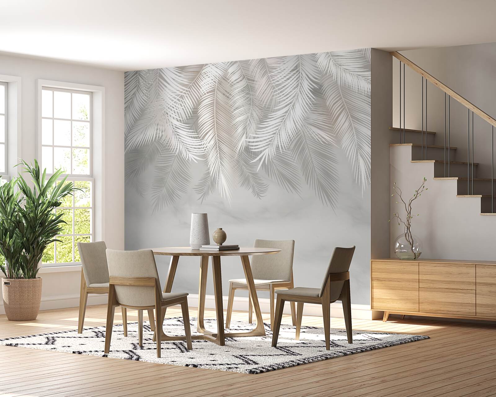 Fototapet frunze de palmier în întuneric