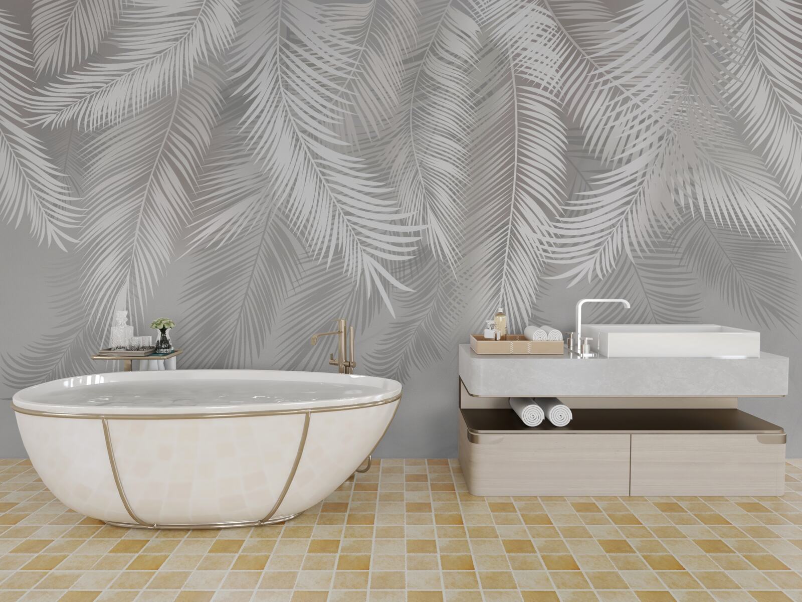 Fototapet frunzele, albe și strălucitoare, seamănă cu penele