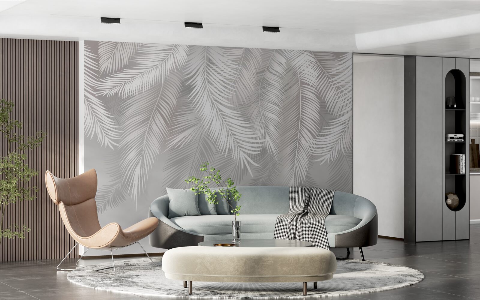 Fototapet frunzele, albe și strălucitoare, seamănă cu penele