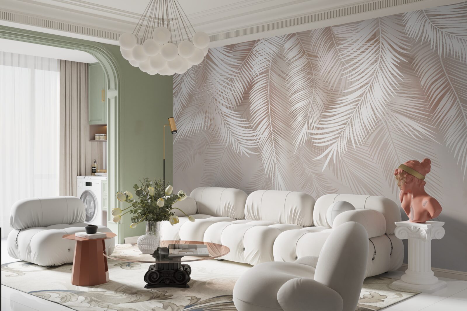 Fototapet pene în nuanțe roz și deschise