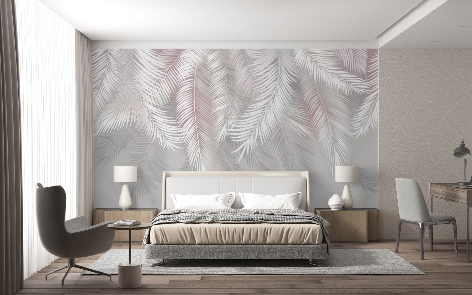 Fototapet frunze luminoase pe un fundal întunecat