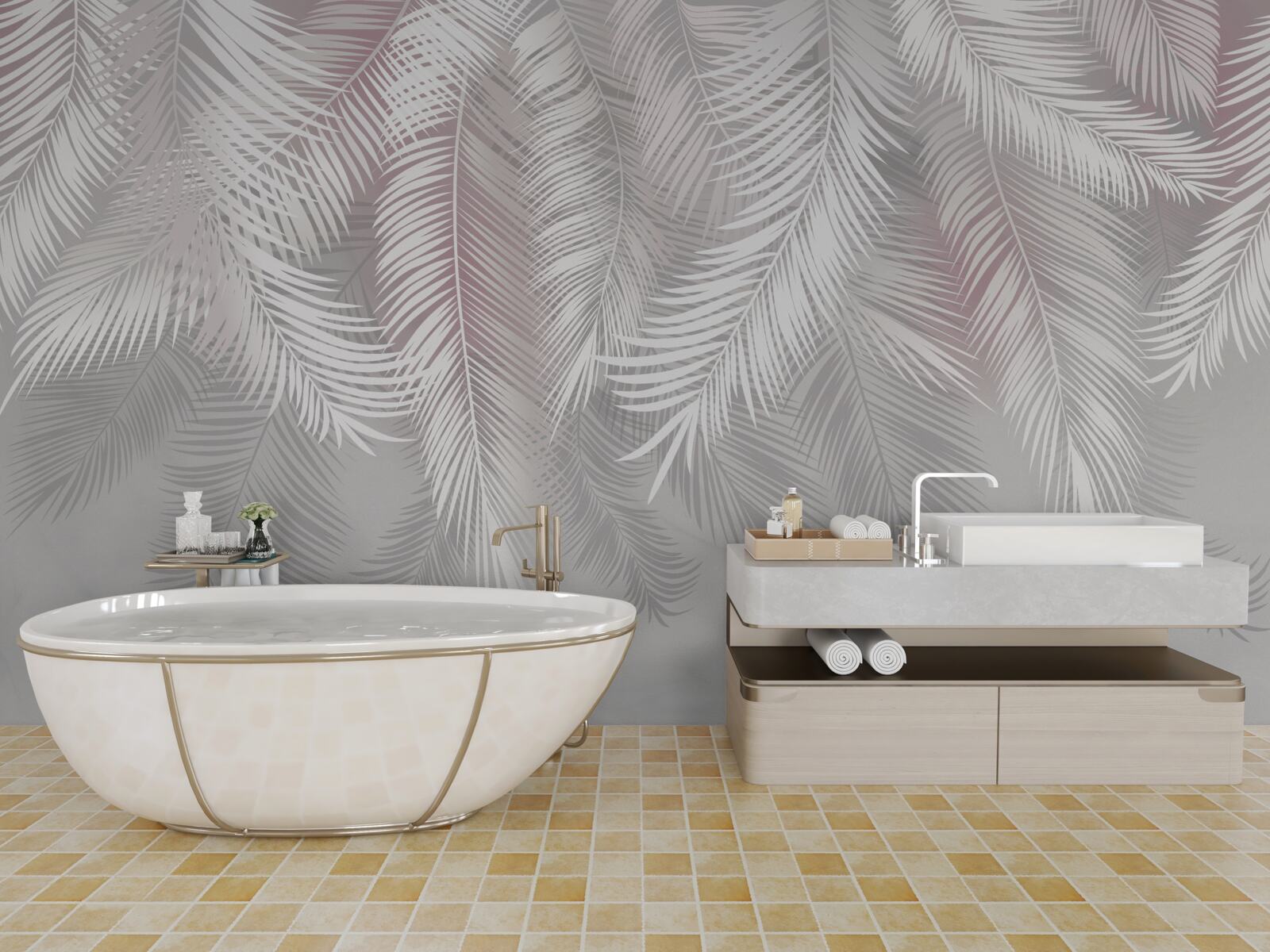 Fototapet frunze luminoase pe un fundal întunecat