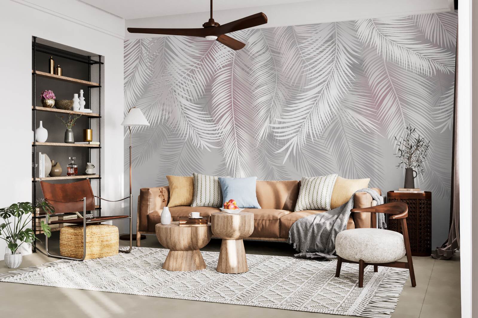 Fototapet frunze luminoase pe un fundal întunecat