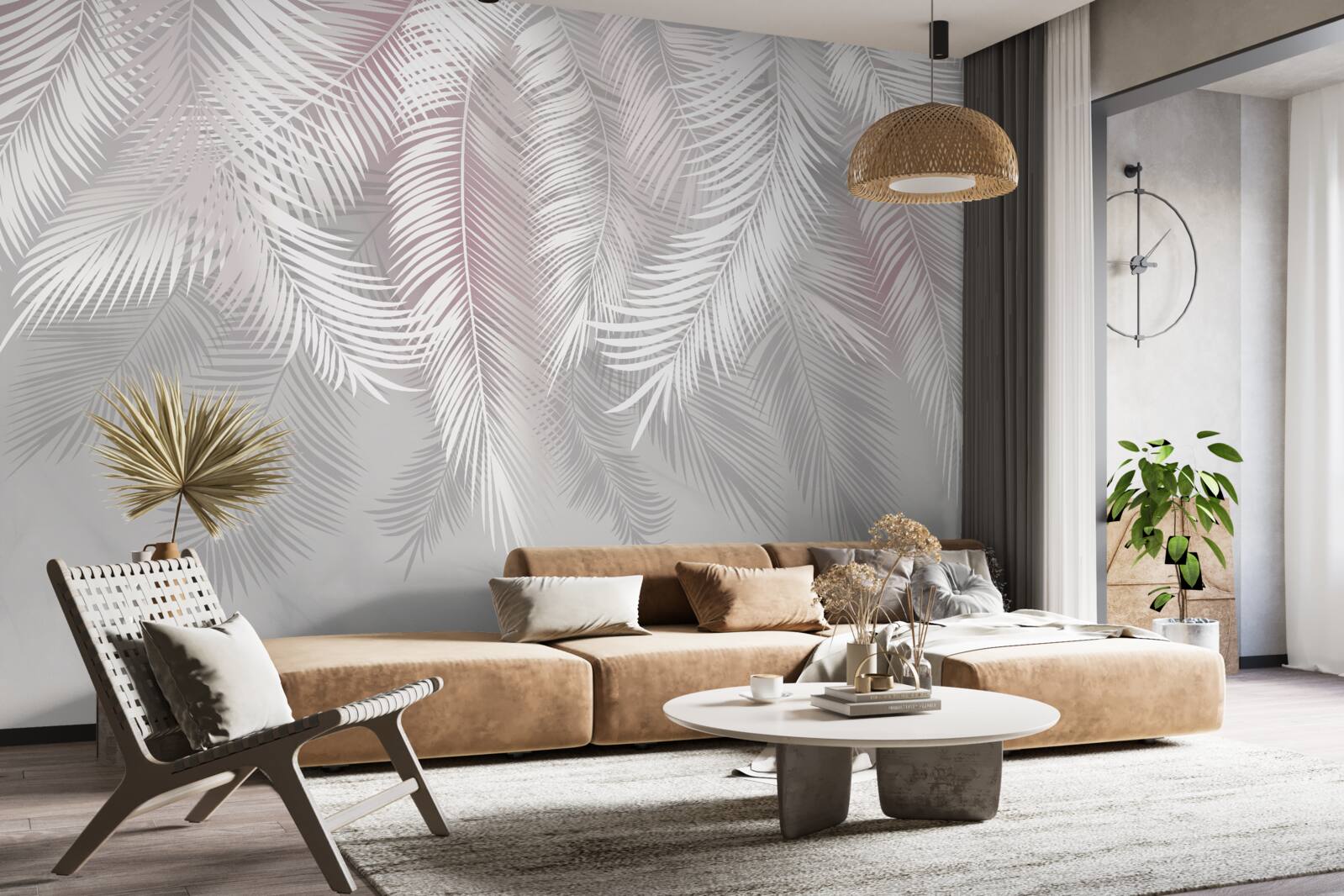 Fototapet frunze luminoase pe un fundal întunecat