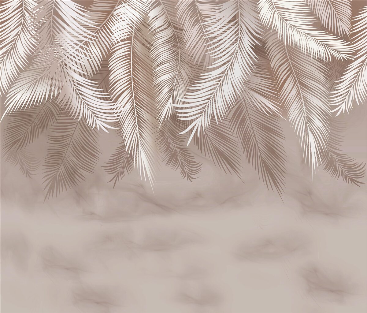 Fototapet frunzele de palmier suspendate erau stropite cu alb