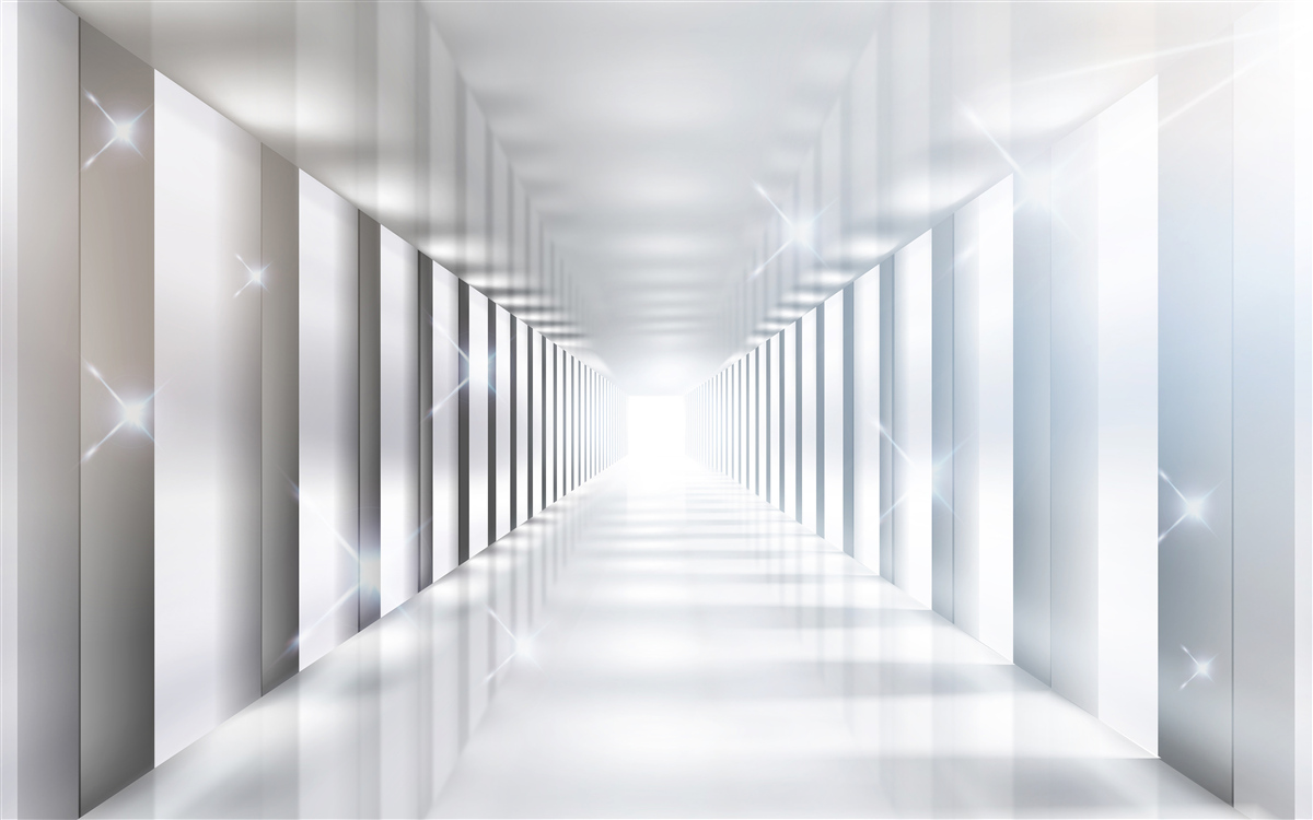 Fototapet tunel fără sfârșit suspendat deasupra orașului