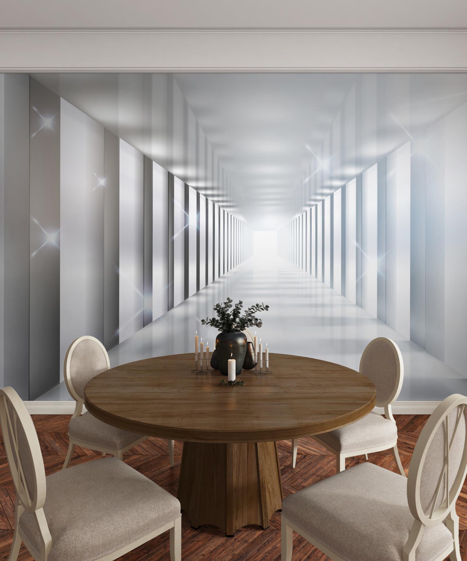 Fototapet tunel fără sfârșit suspendat deasupra orașului