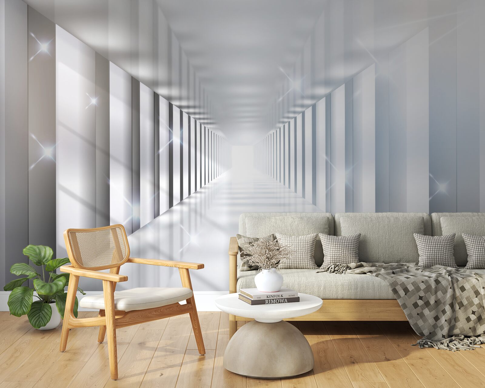 Fototapet tunel fără sfârșit suspendat deasupra orașului