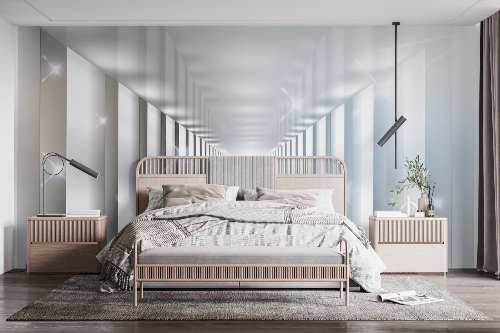 Fototapet tunel fără sfârșit suspendat deasupra orașului