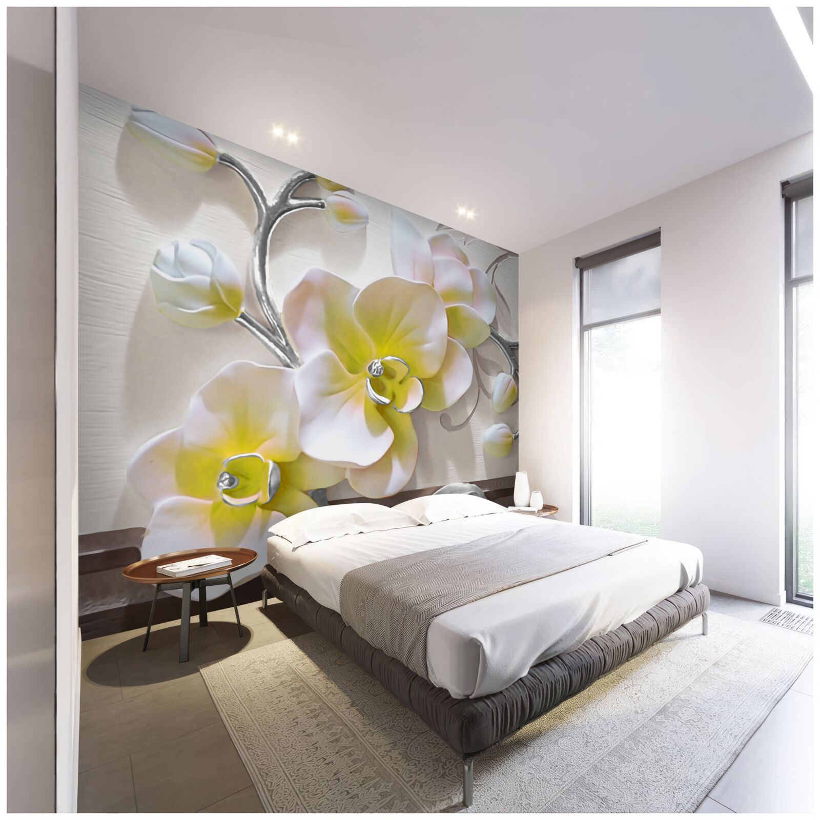 Fototapet orhidee cu o culoare albă și galbenă unică