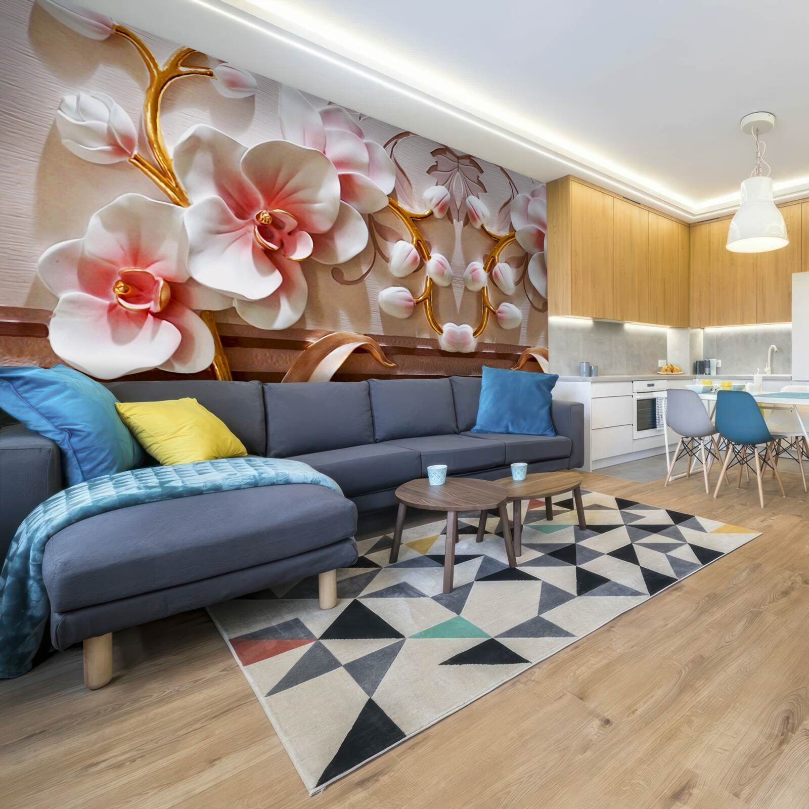 Fototapet orhidee cu un miez roșu pe un fundal alb de flori