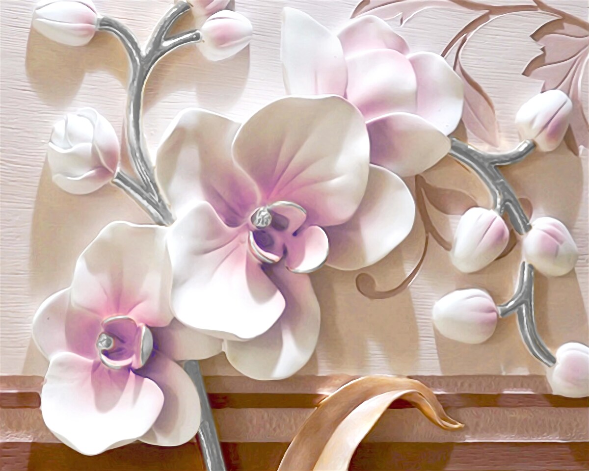 Fototapet orhidee în alb muguri luxuriante