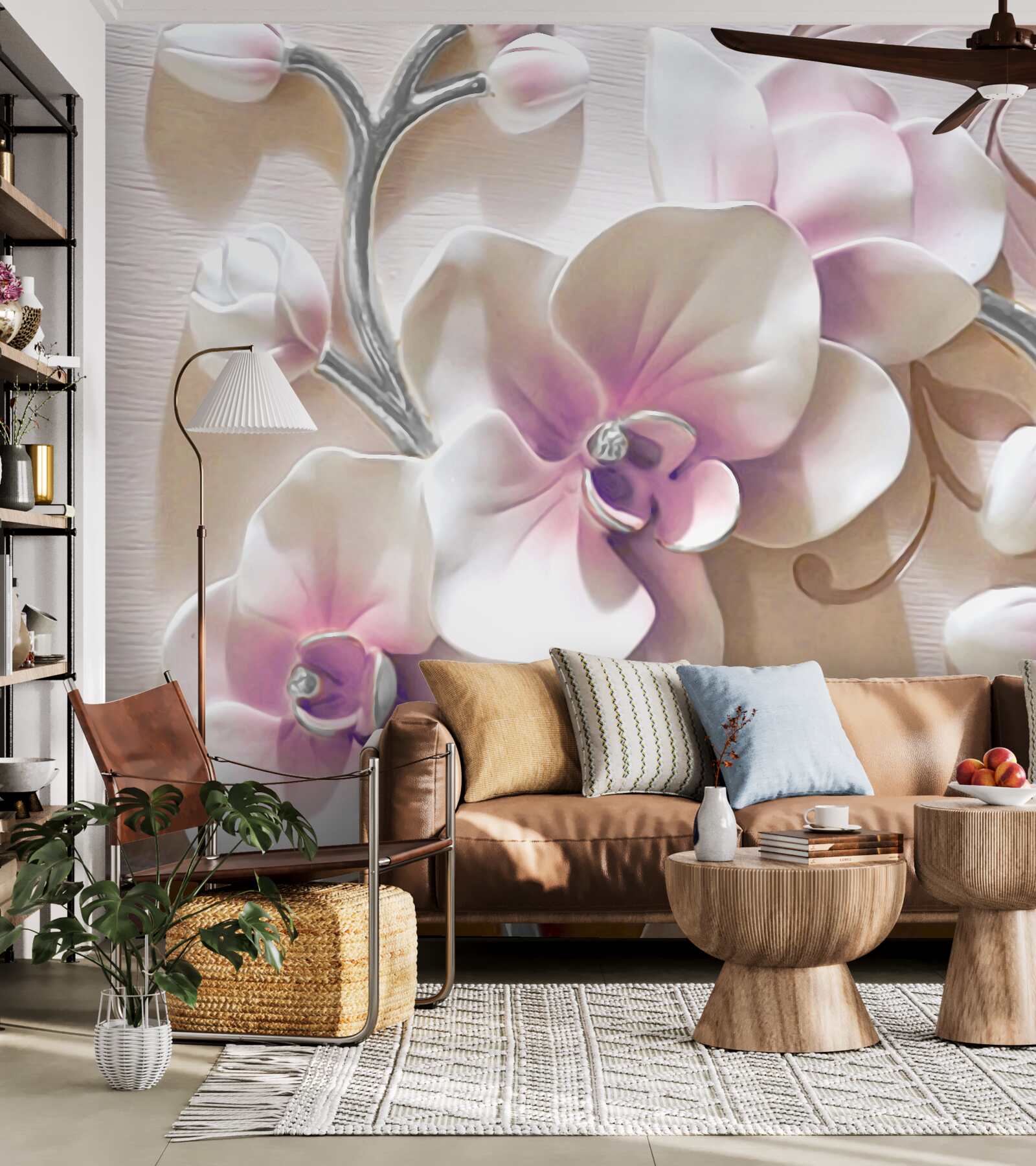 Fototapet orhidee în alb muguri luxuriante