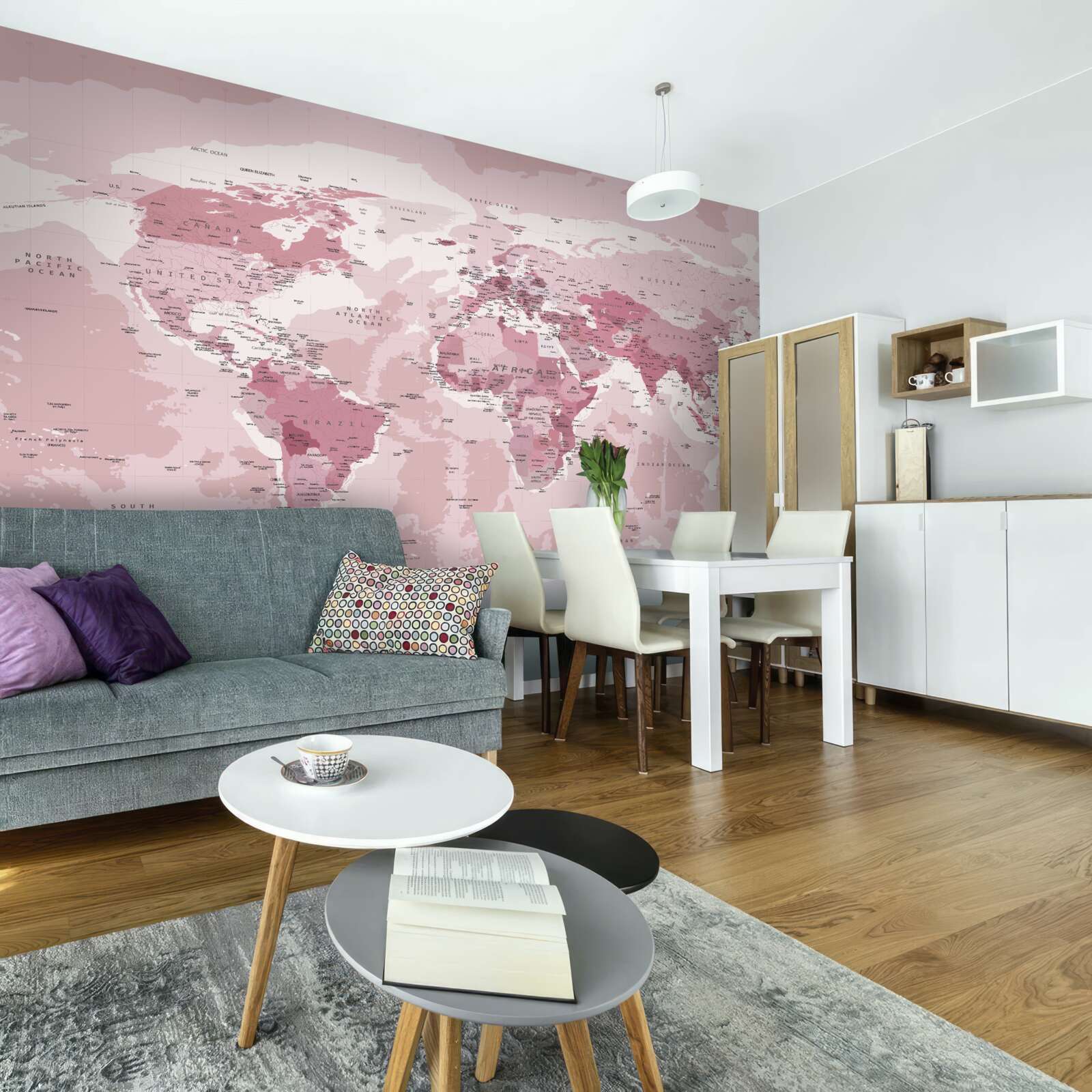 Fototapet hartă geografică standard în roz