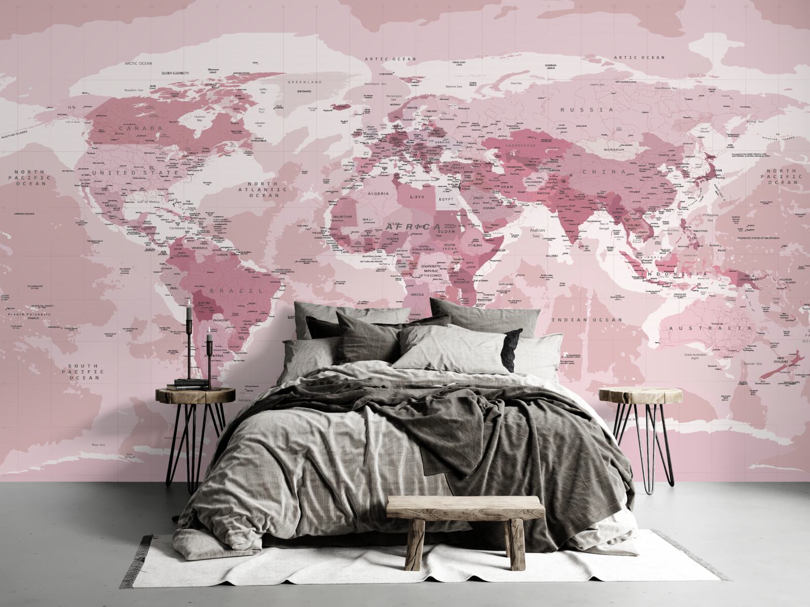 Fototapet hartă geografică standard în roz