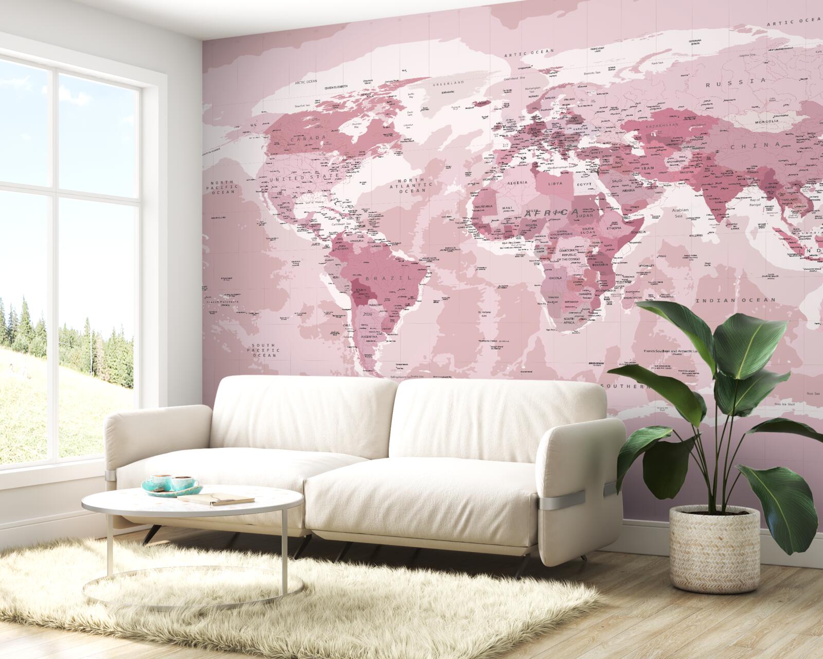 Fototapet hartă geografică standard în roz